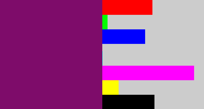 Hex color #7e0c6a - darkish purple