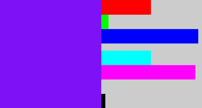 Hex color #7e11f6 - purply blue
