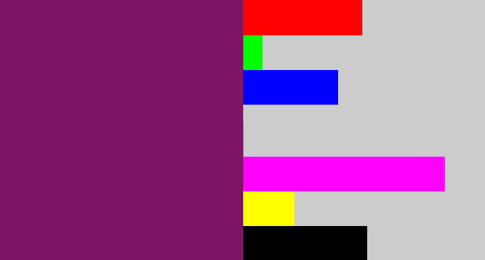 Hex color #7e1564 - darkish purple