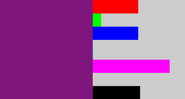 Hex color #7e167e - darkish purple