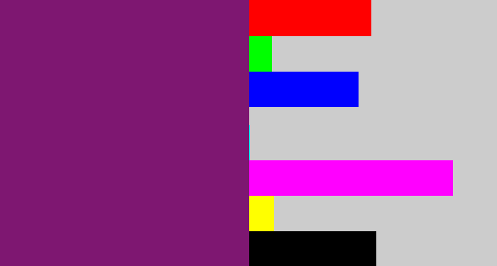 Hex color #7e1771 - darkish purple