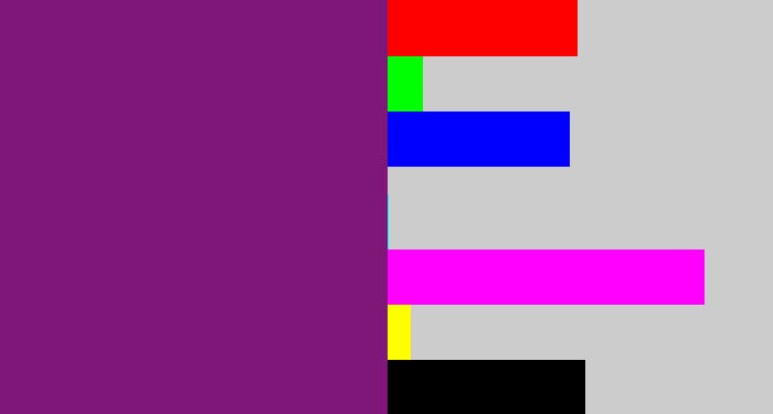 Hex color #7e1777 - darkish purple