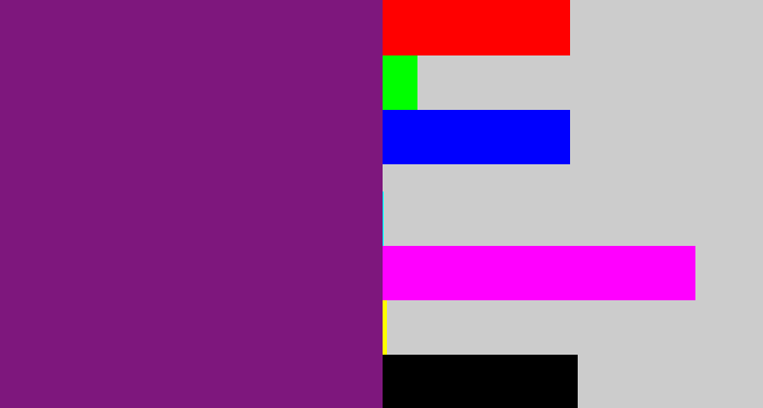 Hex color #7e177d - darkish purple