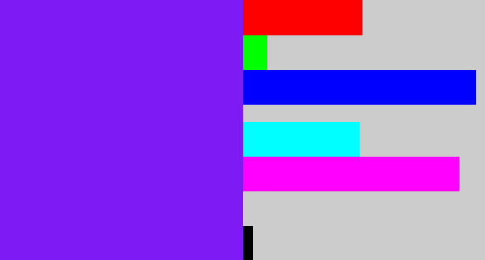 Hex color #7e1af4 - purply blue
