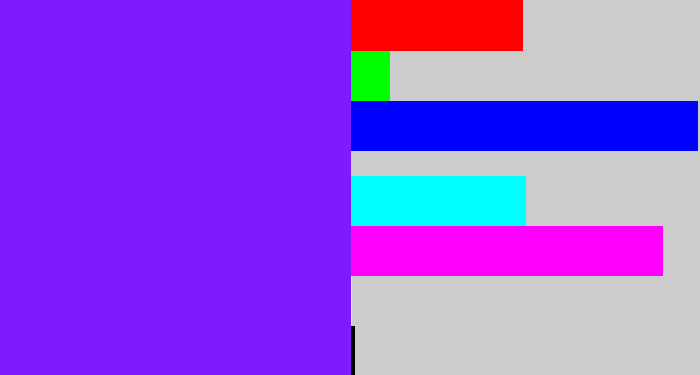 Hex color #7e1bfd - purply blue
