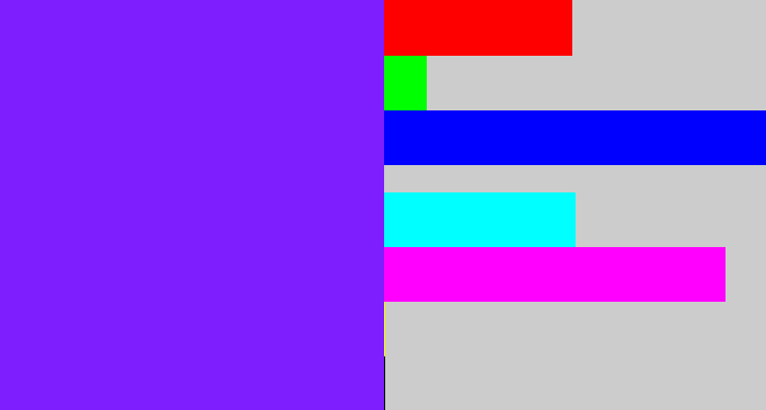 Hex color #7e1dfe - purply blue