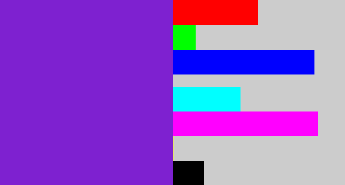 Hex color #7e21d0 - purple/blue