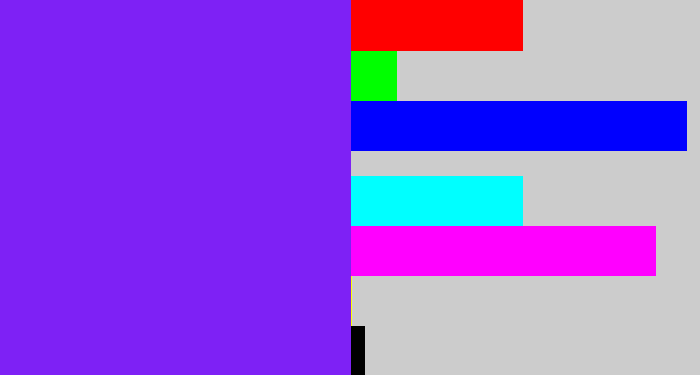 Hex color #7e21f5 - purply blue