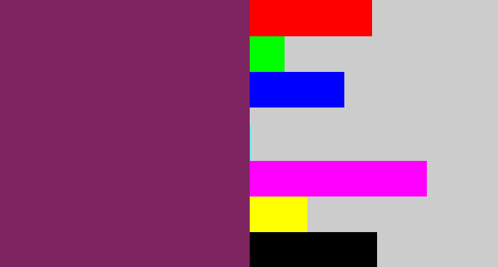 Hex color #7e2461 - darkish purple