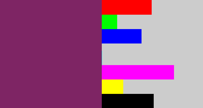 Hex color #7e2564 - darkish purple