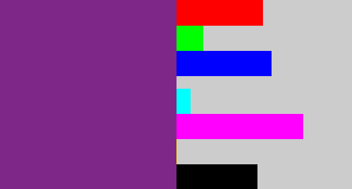 Hex color #7e2789 - purple
