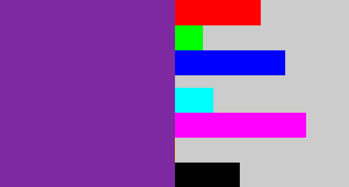 Hex color #7e29a1 - purple