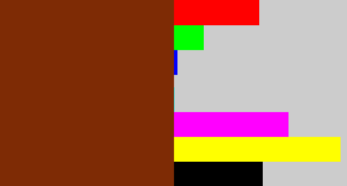 Hex color #7e2b05 - reddish brown
