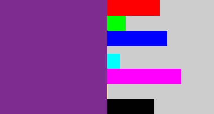 Hex color #7e2c8f - purple