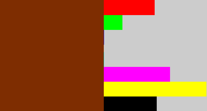 Hex color #7e2d01 - reddish brown