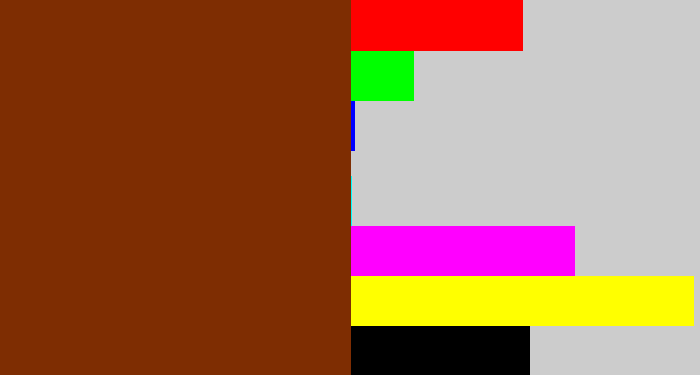 Hex color #7e2d02 - reddish brown