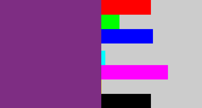 Hex color #7e2d83 - warm purple