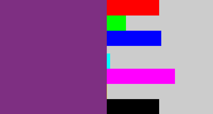 Hex color #7e2f82 - bruise