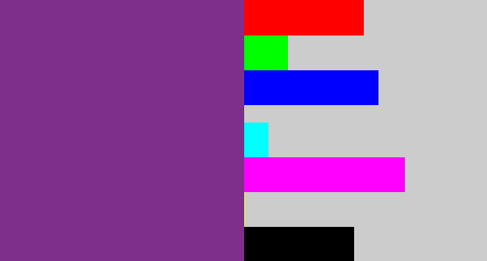 Hex color #7e2f8c - warm purple