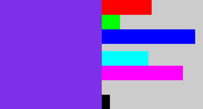 Hex color #7e2fea - bluish purple
