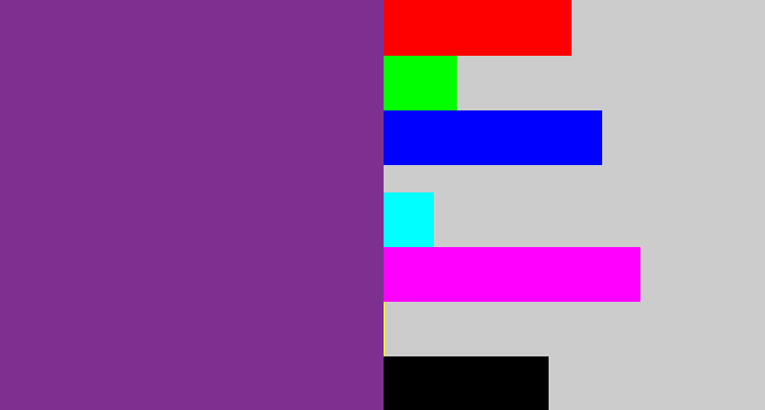 Hex color #7e3091 - purple