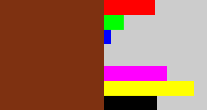 Hex color #7e3111 - reddish brown