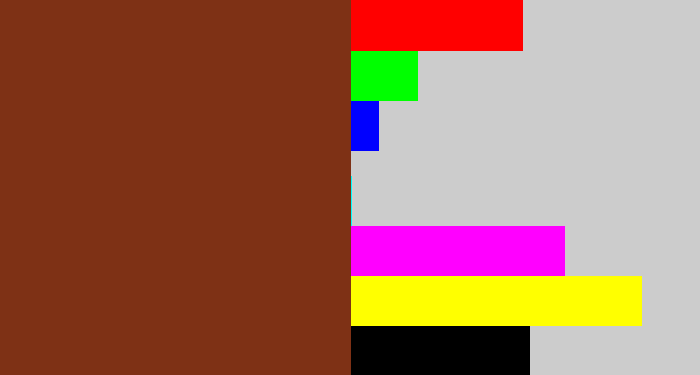 Hex color #7e3115 - reddish brown