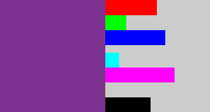 Hex color #7e3291 - purple