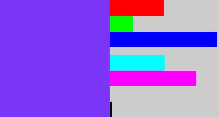 Hex color #7e35fa - bluish purple