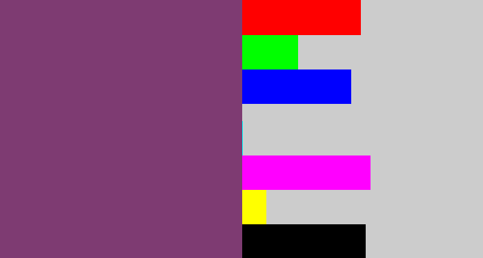 Hex color #7e3b72 - bruise