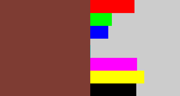 Hex color #7e3c33 - purple brown