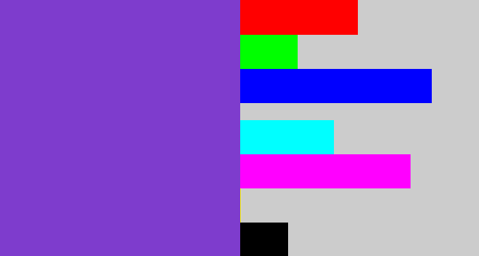 Hex color #7e3ccd - bluey purple