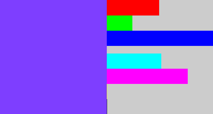Hex color #7e3eff - bluish purple