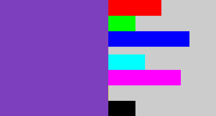 Hex color #7e3fbf - purply