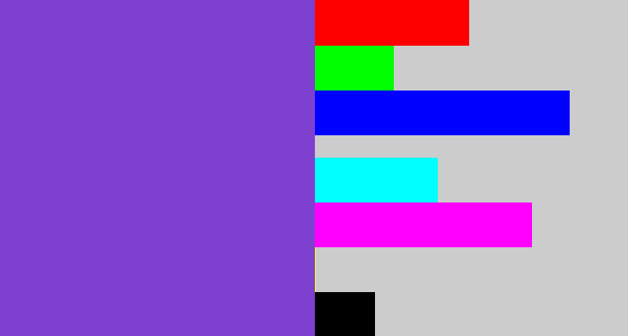 Hex color #7e40cf - bluish purple