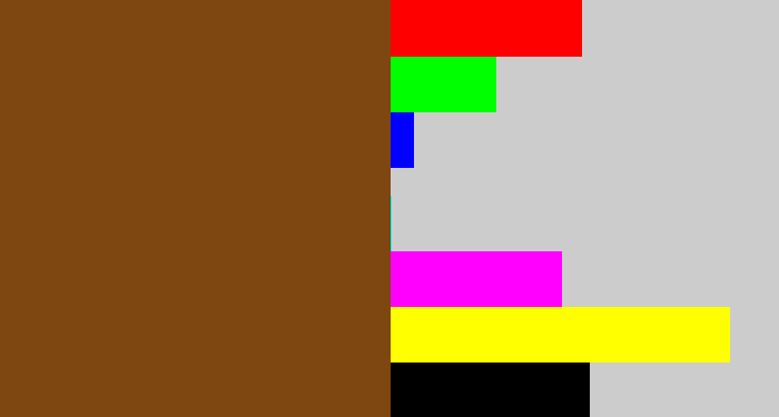 Hex color #7e4610 - medium brown