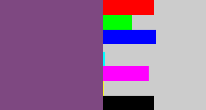 Hex color #7e4881 - light eggplant