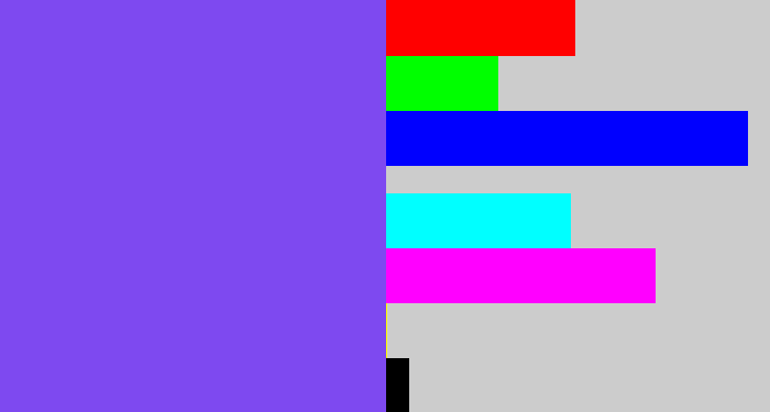 Hex color #7e49f0 - purpley