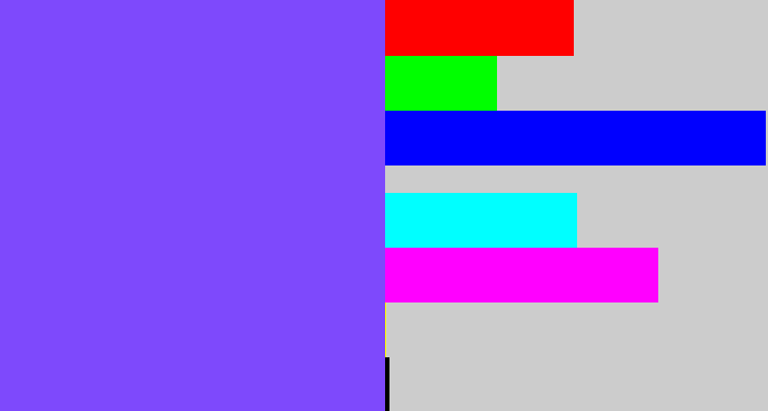 Hex color #7e49fc - purpley