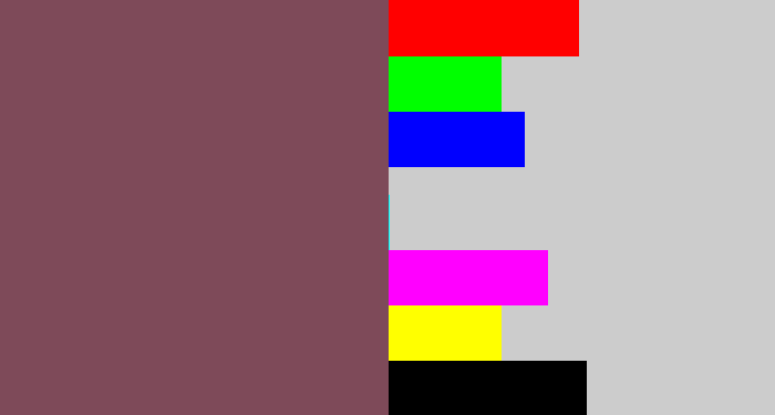 Hex color #7e4a59 - dark mauve