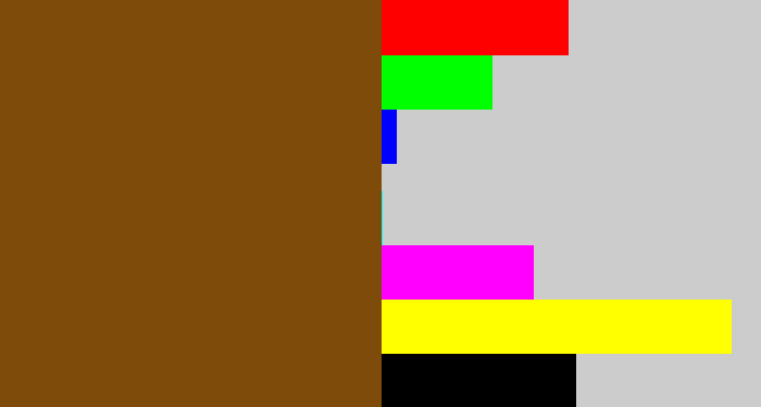 Hex color #7e4b0a - medium brown