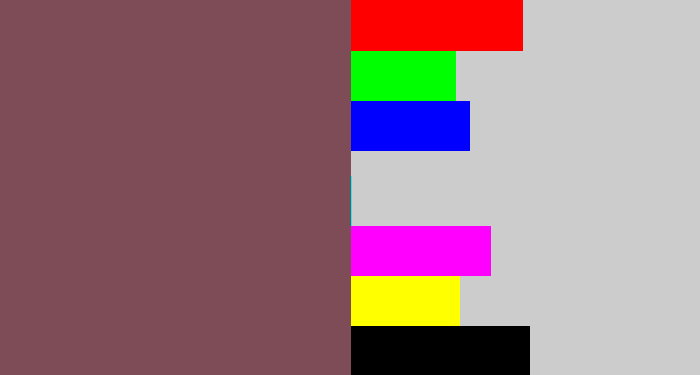 Hex color #7e4c57 - dark mauve