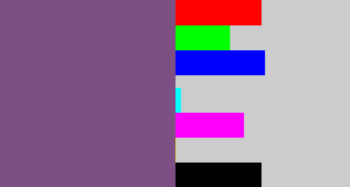 Hex color #7e4f82 - dull purple