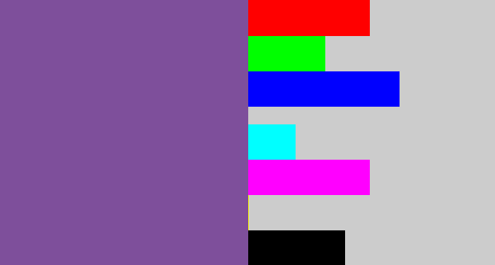 Hex color #7e4f9b - muted purple