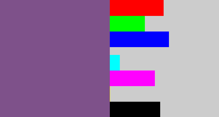 Hex color #7e518a - muted purple