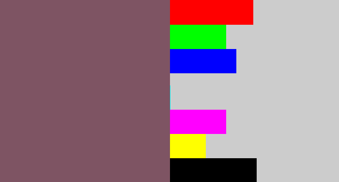 Hex color #7e5463 - dark mauve