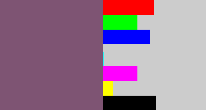 Hex color #7e5473 - dull purple