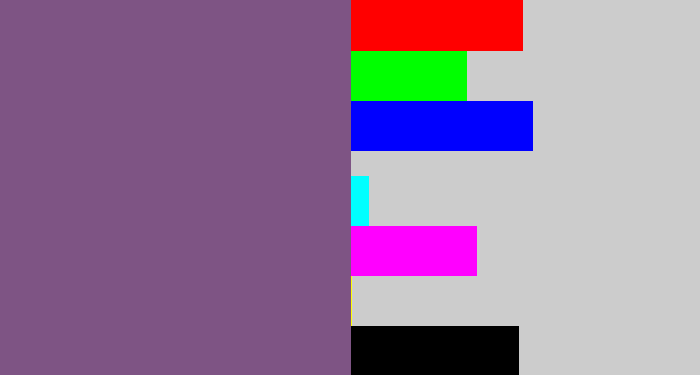 Hex color #7e5484 - muted purple