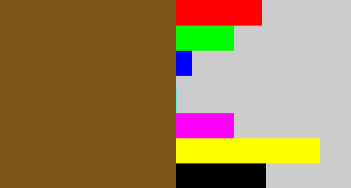 Hex color #7e5517 - medium brown