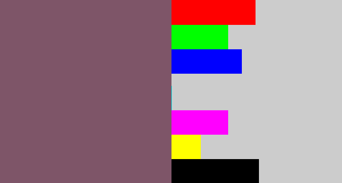 Hex color #7e5568 - dark mauve
